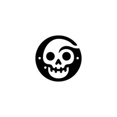 Grim Reaper Skull Glyph Illustration in a Circular