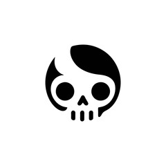 Skull with Emo Haircut Graphic Vector Illustration