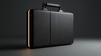 A sleek, modern black briefcase with a minimalist design, perfect for professionals.