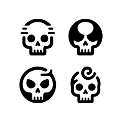 Quirky Skull Icon Set Spooky Vector Illustration