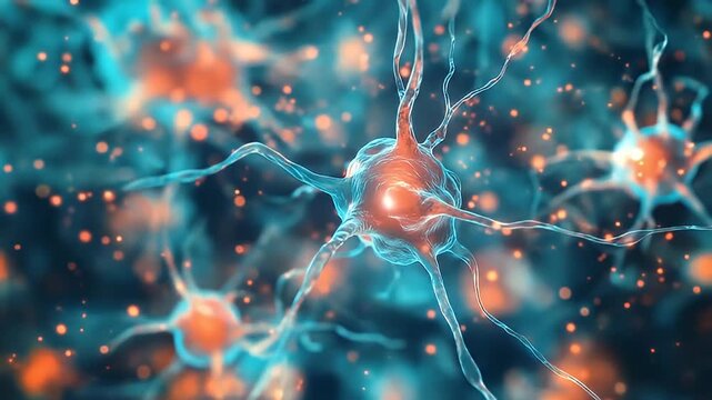 Intricate Neural Network Visualization with Glowing Neurons and Dynamic Synapses in a Colorful Abstract Background