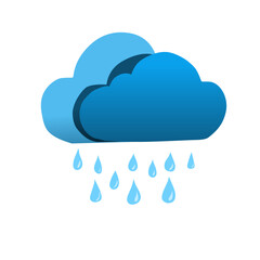 Weather Flat Design Raining Cloud and Water Drops Illustration