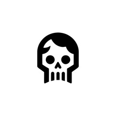 Stylish Emo Skull Icon Illustration in Glyph Style