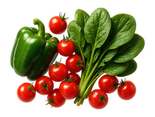 Fresh assorted vegetables on a white background.