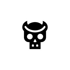 Devilish Skull Icon in Minimalist Vector Style