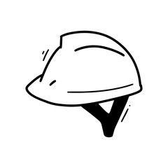 Hand Drawn Safety Helmet Illustration. Doodle Vector. Isolated on White Background - EPS 10 Vector