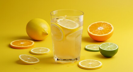 Fresh Lemonade with Citrus Slices, Bright Summer Refreshment