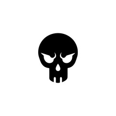 Menacing Skull Icon with Sharp Cartoonish Features