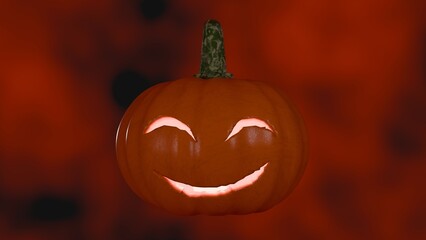 Pumpkin Jack laughs on the red smoke background