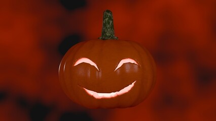 Pumpkin Jack laughs on the red smoke background