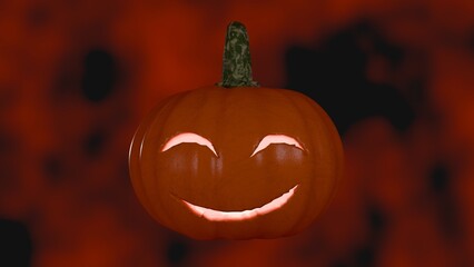 Pumpkin Jack laughs on the red smoke background
