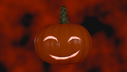 Pumpkin Jack laughs on the red smoke background