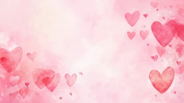 Romantic heart-themed background in watercolor style, great for prints, media, and affectionate designs