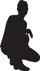 vector,silhouette of a woman squatting