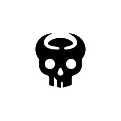 Bold Graphic Skull Icon with Horns Vector Illustration