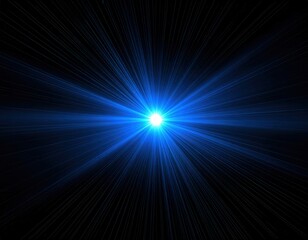 Naklejka premium Blue cosmic starburst beams flare through a dazzling abstract background