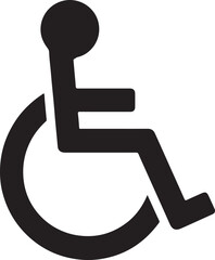 PrintBlack and white silhouette icon of a person in a wheelchair