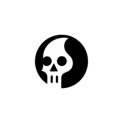 Modern Skull Icon in Yin Yang Style Circular