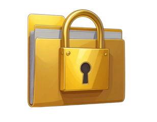 Cartoon Folder with Lock Illustration, Privacy Icon PNG