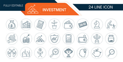 Investment and Growth Line Icon Business Concept
