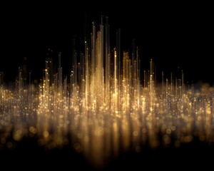 Abstract golden data flow, luxury light wave, glowing technology lines with futuristic sparkle, abstract golden data background for fintech, AI, digital transformation, and premium branding