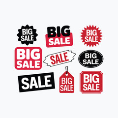 Collection of Big Sale and Sale text labels and badges discount promotion