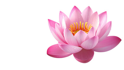 Pink Lotus shines; dew drops glisten. Use for branding, posters.