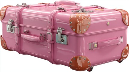pink retro suitcase travel luggage