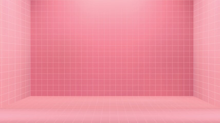 Modern room with checkered textured walls with soft light. Vector studio background for product showcase and presentation