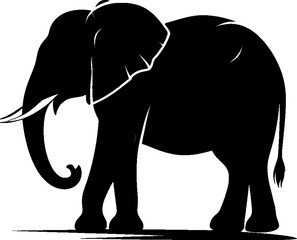 Obraz premium Striking Silhouette A Majestic Elephant Stands Tall Against a Bright Backdrop In a Bold and Beautiful Illustration