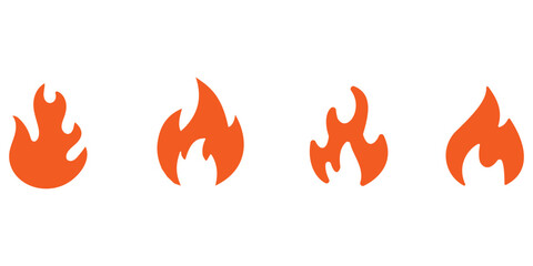 Four simple orange flame icons on a white background