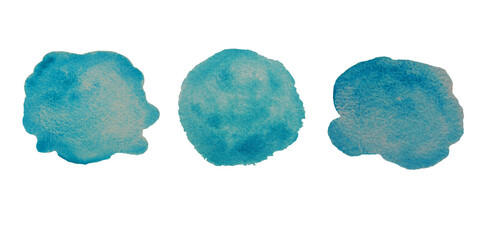 set abstract watercolor spots. Blue watercolor circle