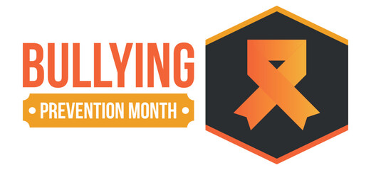 National Bullying Prevention Month in October. Stop bullying. Annual nationwide campaign to keep all youth safe from bullying. Orange color. Poster, card, banner, background. Vector illustration