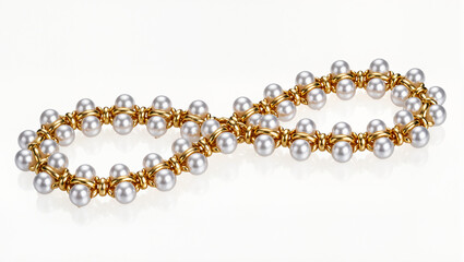 Elegant pearl and gold necklace crafted in an infinity design