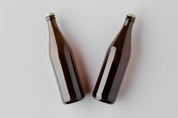 Beer bottle mockup, amber glass