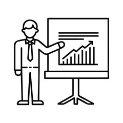 Professional employee presents upward trend growth chart in business meeting