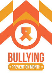 Fototapeta premium National Bullying Prevention Month in October. Stop bullying. Annual nationwide campaign to keep all youth safe from bullying. Orange color. Poster, card, banner, background. Vector illustration