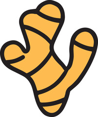 Ginger Root Illustration with Bold Outline Vector Illustration 