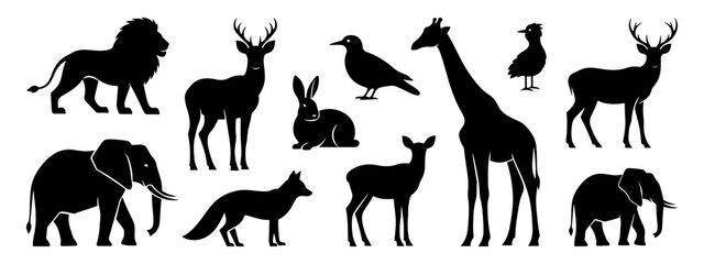 Animals silhouette set. Animal symbol collection.