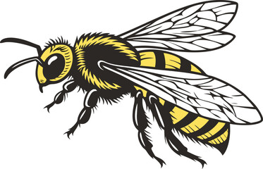 Obraz premium Honey Bee Insect Illustration. Flying Bee Artwork Design. Cute Bee Creative Clipart. Realistic Bee Insect Illustration. Cartoon Bee Artwork Collection. Honey Bee Nature Illustration. Flying Bee