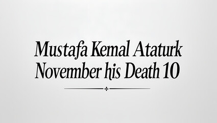 Fototapeta premium black-and-white serif plaque reading “Mustafa Kemal Atatürk November his Death 10,”, HD and 4k image