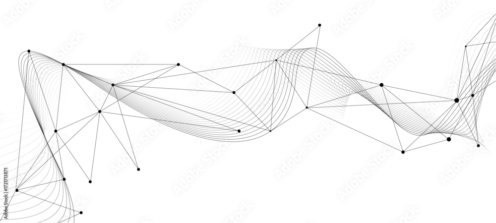 Poster abstract tech network connection dots. digital technology and big data analysis background christmas