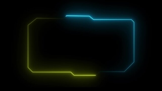 HUD, UI, GUI futuristic user interface screen animation. Futuristic viewfinder of the future Sci-fi concept design. Callouts title. Modern banner, frame of lower third. Neon hologram screen overlay.4k