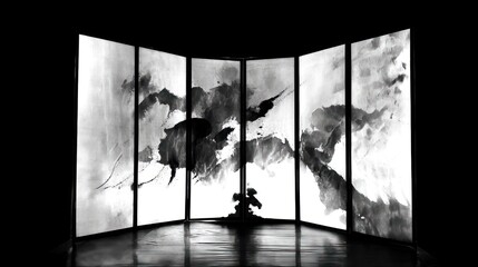 Abstract ink painting screens