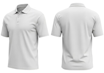 Naklejka na ściany i meble Front and back view of a white mens polo shirt, isolated on white background of mockup