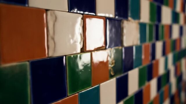 Time-worn Zellige tile wall with artisanal flaws, representing authentic lived-in charm