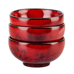 Stack of three red ceramic bowls