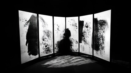 Abstract ink painting display