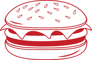 Delicious Burger Food Illustration. Tasty Burger Meal Clipart Artwork. Juicy Burger Fast Food Illustration. Classic Burger Sandwich Artwork Design. Big Burger Creative Food Illustration. Fresh Burger