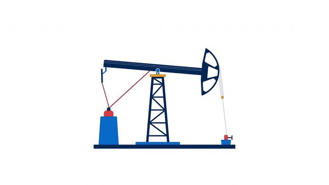 Onshore pumpjack swaying for oil extraction 2D cartoon object animation. Mechanical energy production. Pump jack machine. Oilfield equipment animated flat colorful item 4K video isolated on white